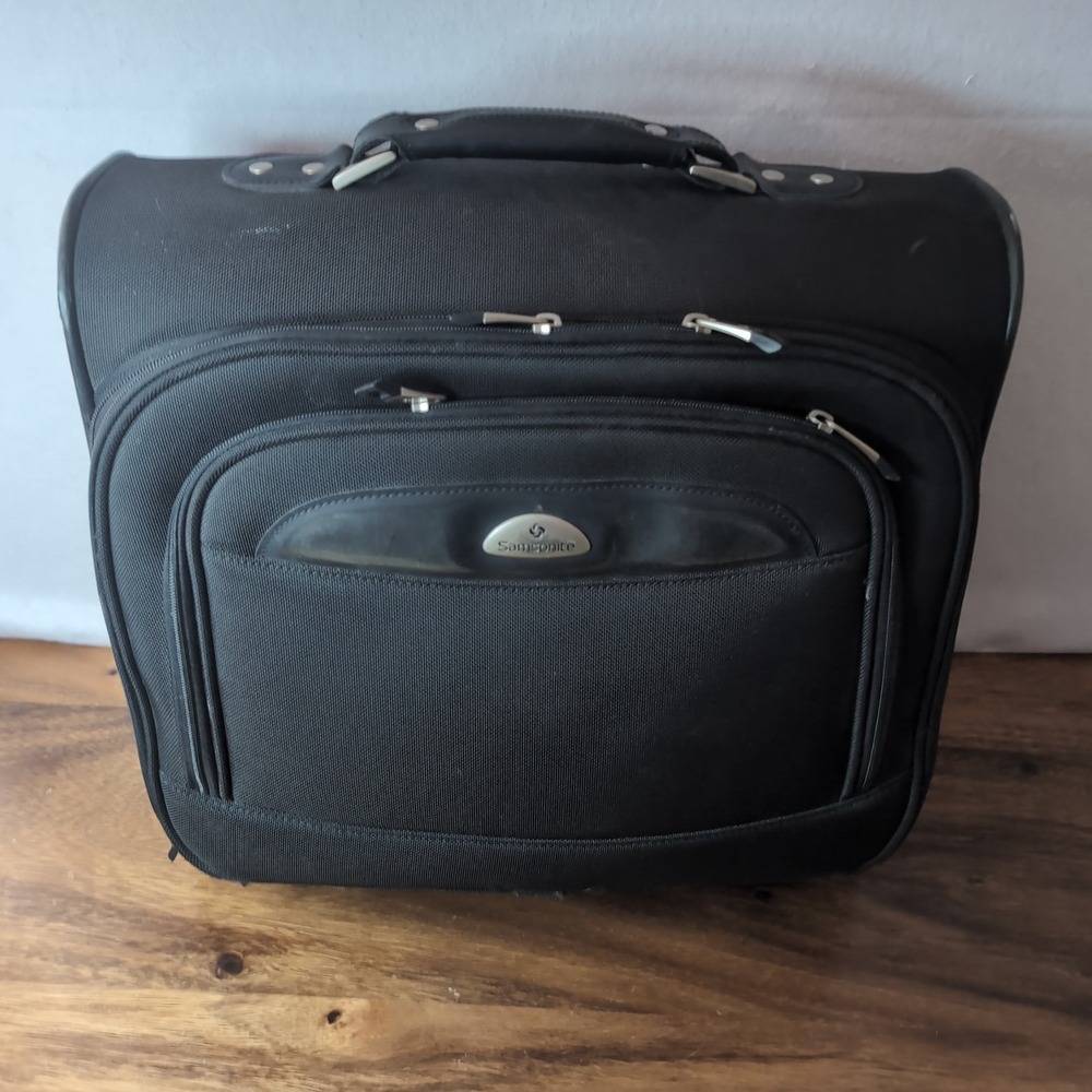 Samsonite Rolling Laptop Bag Black Ballistic Nylon Mobile Office Briefcase